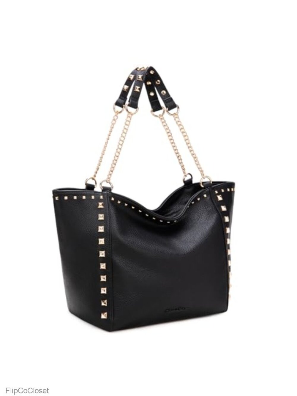 Large Oversized Vegan Leather Tote Bag with Chain Handle